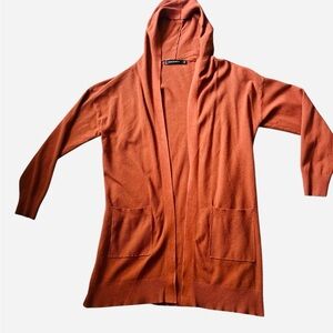 Women's Hooded Cardigan Sweater - Orange